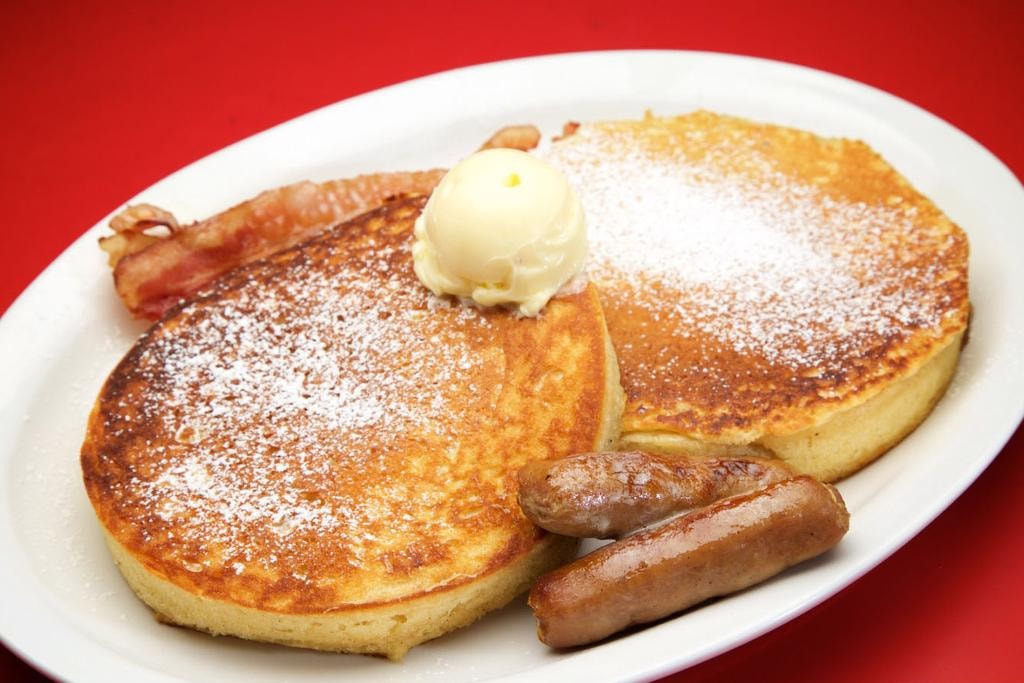 Pancakes with sausage and bacon — Grimm's Deli